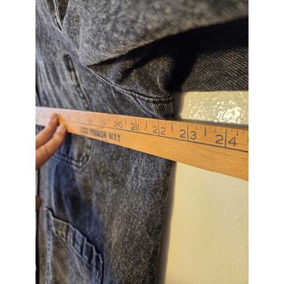 Old Navy Womens L Denim Button Jacket Black Fade Wash Chore Style Pockets - Picture 7 of 9